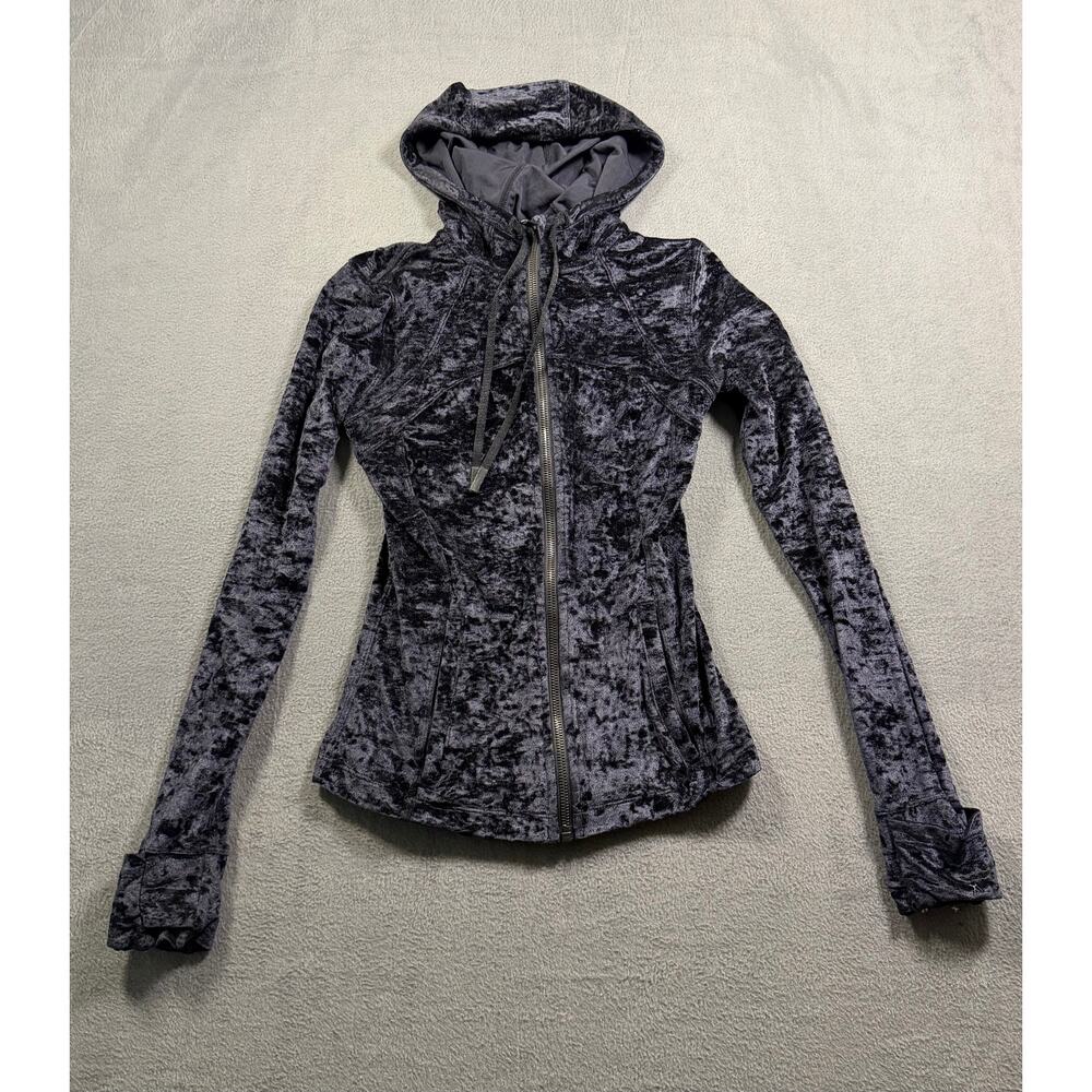 Lululemon Hooded Define jacket 4 Black Crushed Velvet Full Zip Hoodie Workout
